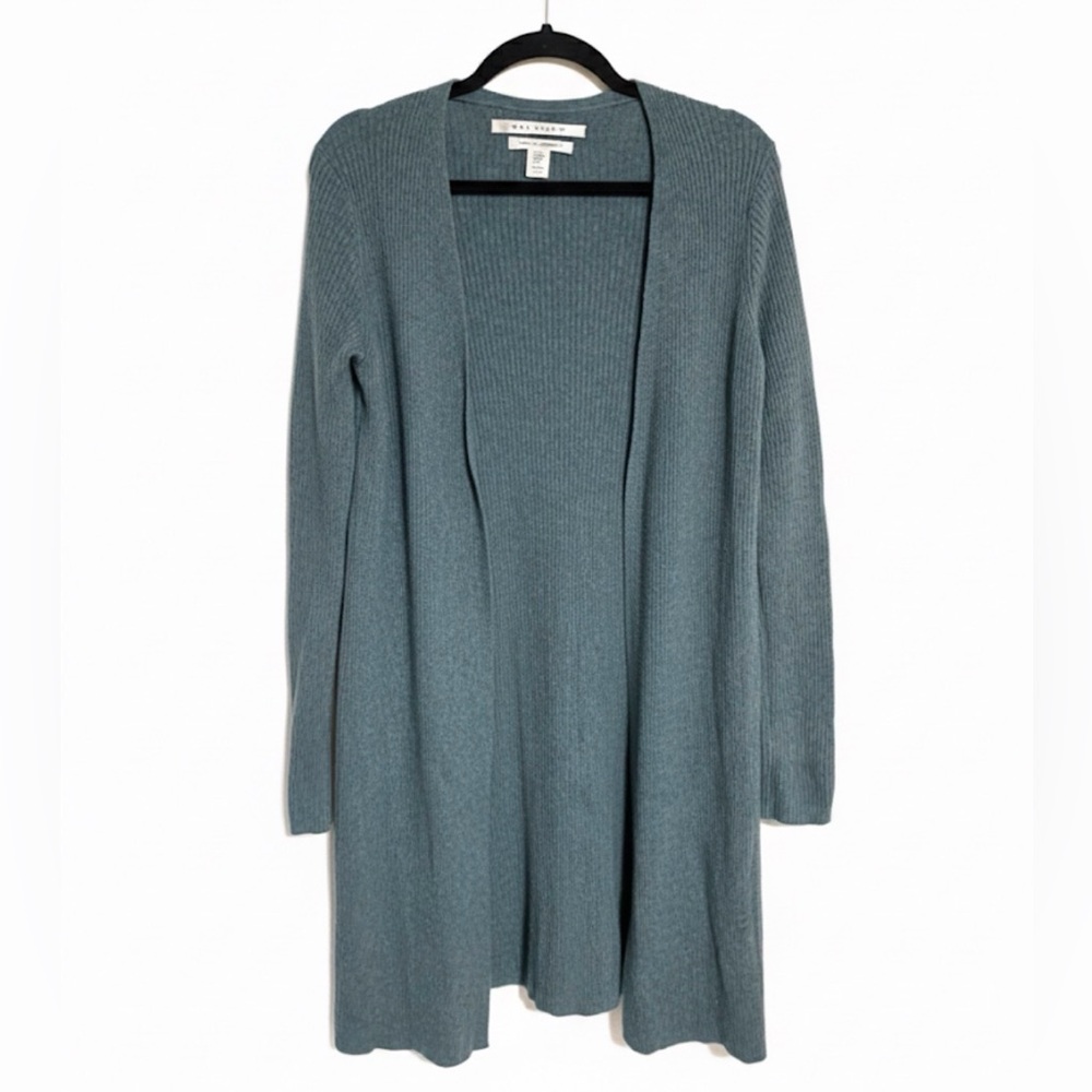 Max Studio Teal 100% Cashmere Open Front Cardigan